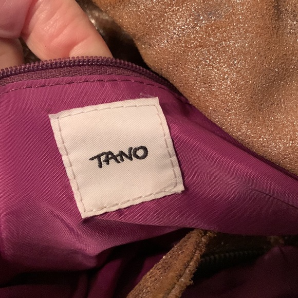 TANO anthropologie brown and Metallic vegan leather bag extra large - Picture 8 of 13